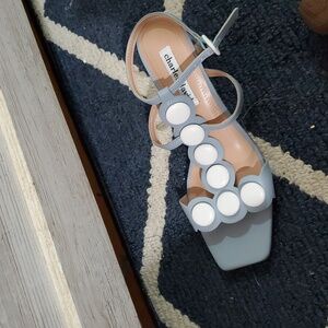 Charles David Blue and White Heeled Sandals